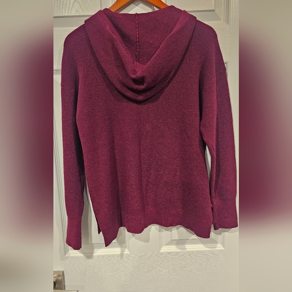 NWT Michael Kors Women's Maroon Knit Hoodie With Half Zipper And Strings--Size S - Picture 4 of 9